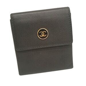 Chanel Coco Mark Coin Purse Coin Case Chanel Wallet Mini Wallet Leather Black
